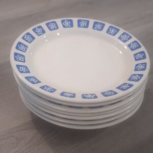 Mid century modern atomic blue flower made in Romania Luncheon Plates